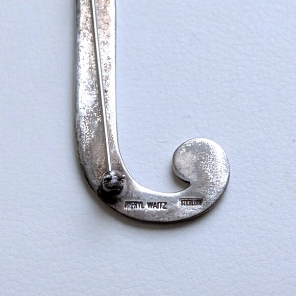 Vintage Designer Meryl Waitz Sterling Silver 925 J "J" Letter Initial Brooch Pin - Picture 7 of 8